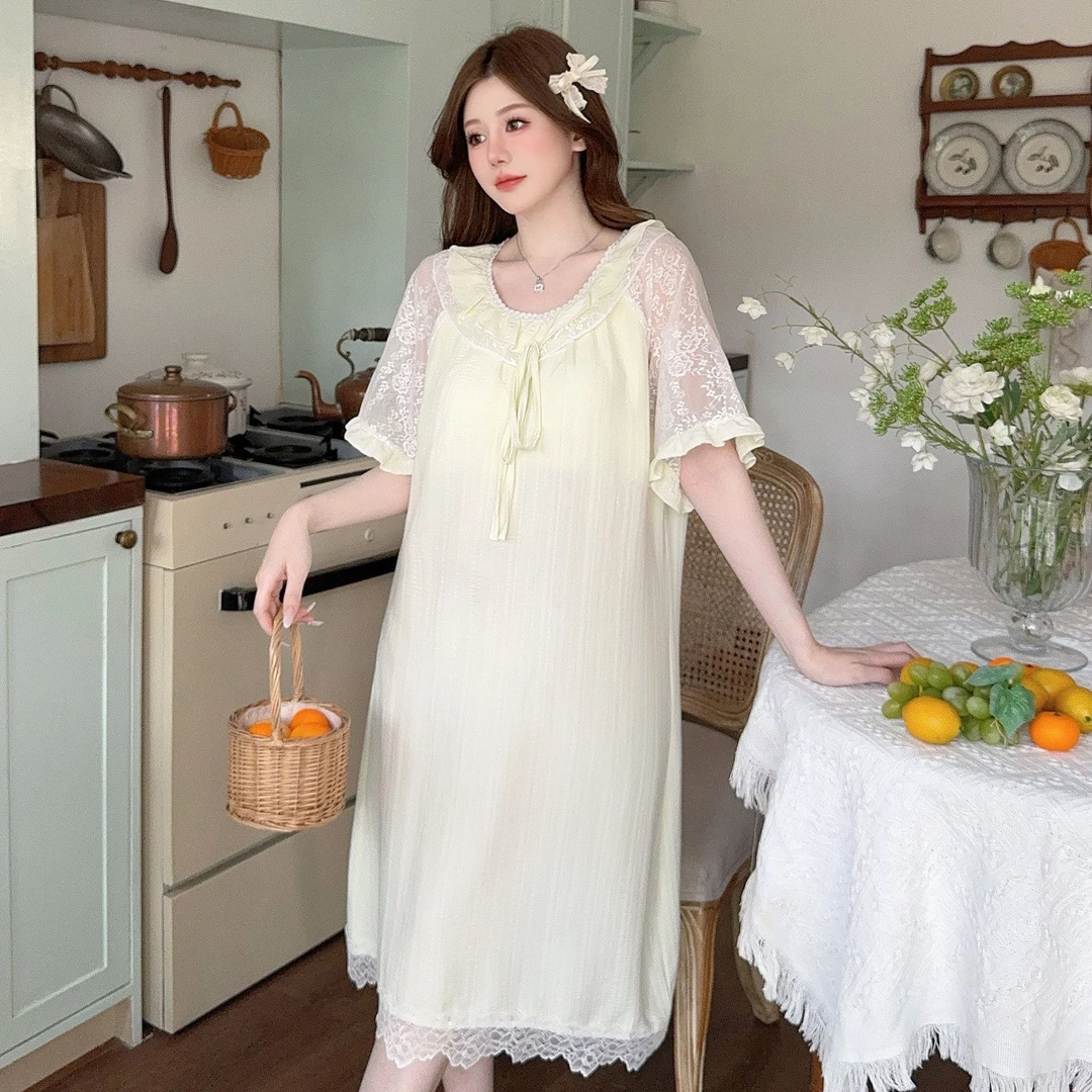 【1】A类夏季爆款全棉女甜美风长款夏天睡衣女款爆款2025新款