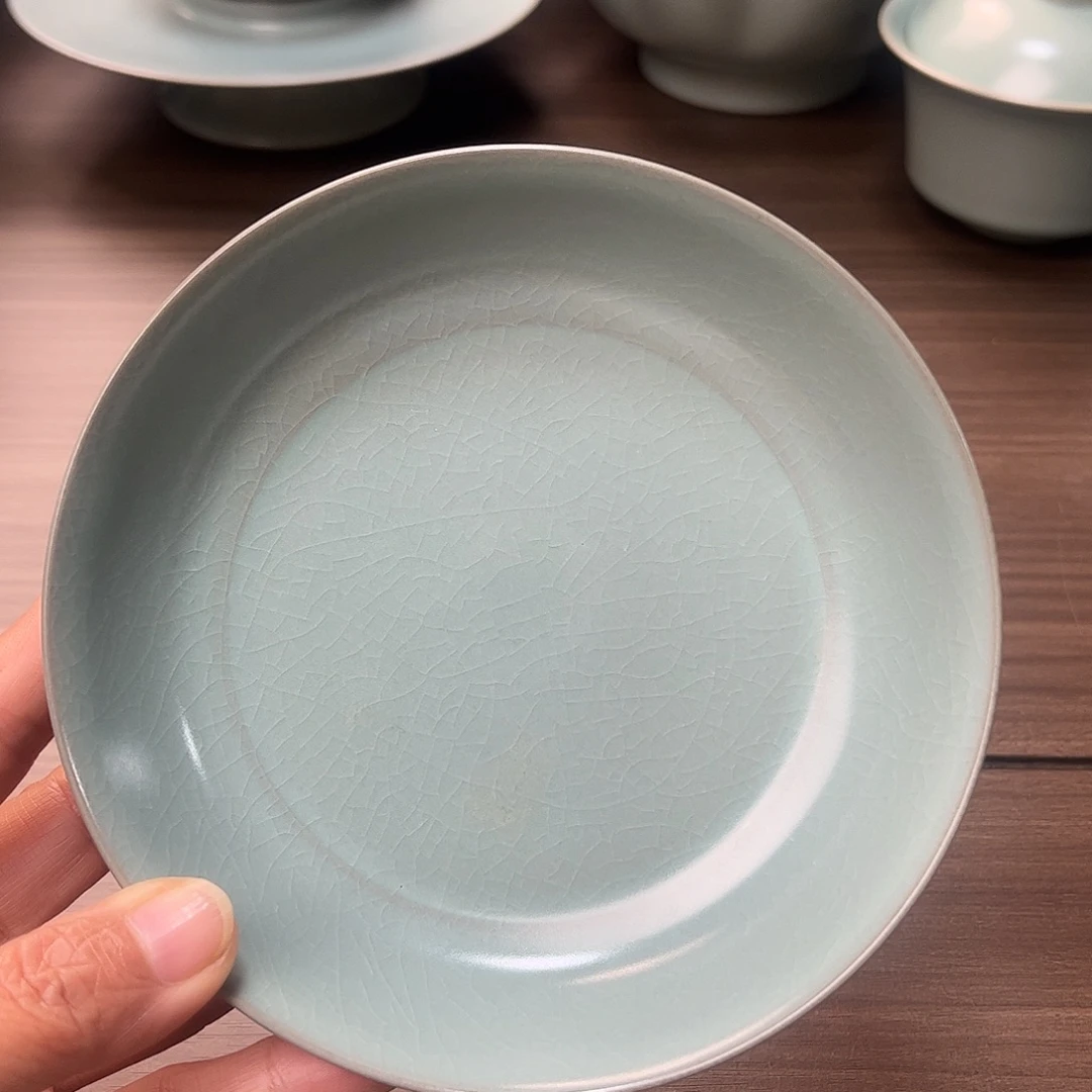 盘清凉寺仿古天青釉《陈二欢制》小圆洗