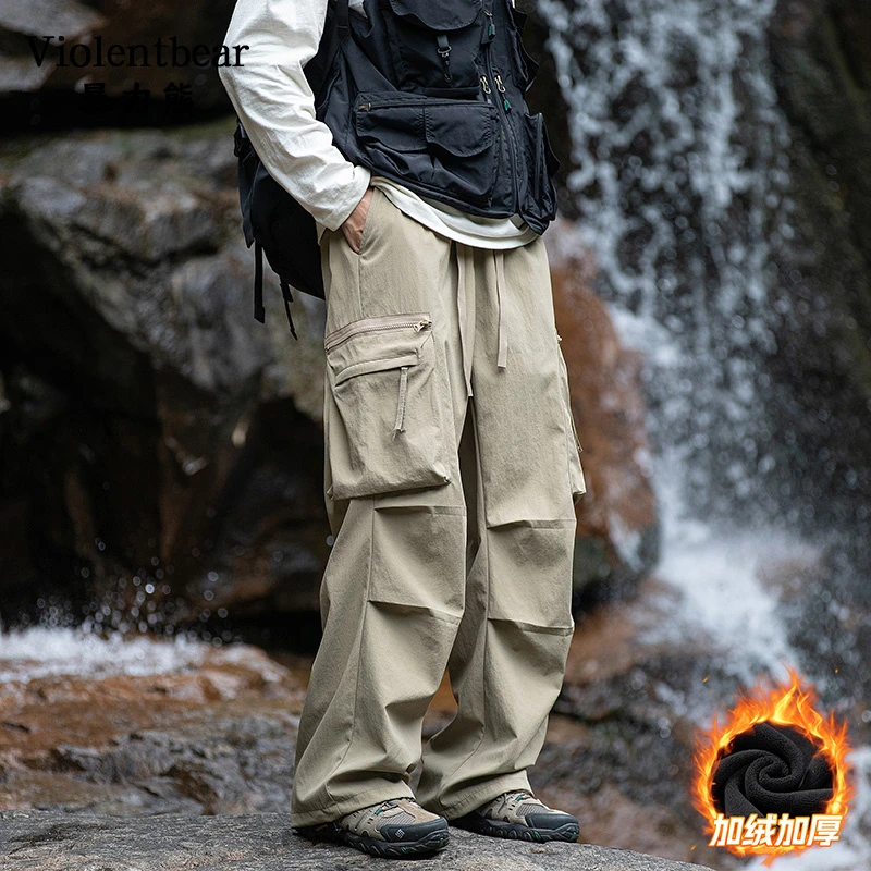 暴力熊2025年新款工装风多口袋休闲裤男宽松直筒长裤运动登山裤男