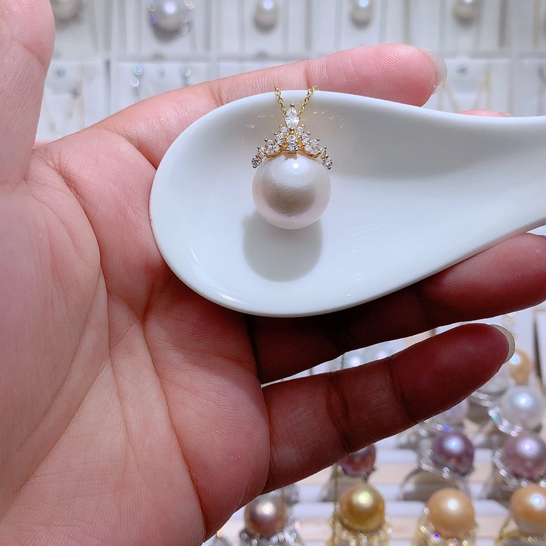 吊坠(赠链)银S925镶嵌淡水珍珠CC15mm