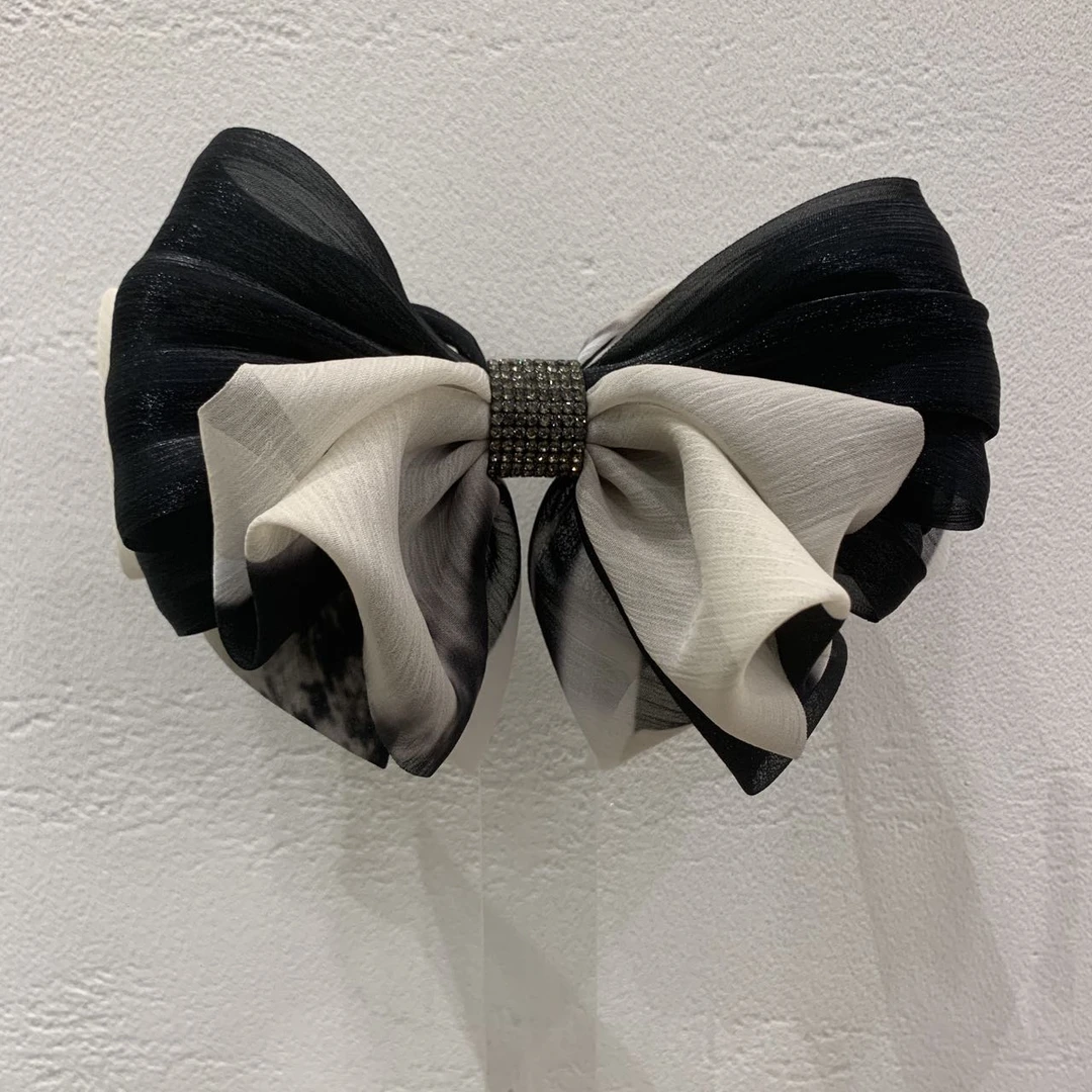 GREBUTY 5997简约百搭水墨拼色蝴蝶结弹簧夹