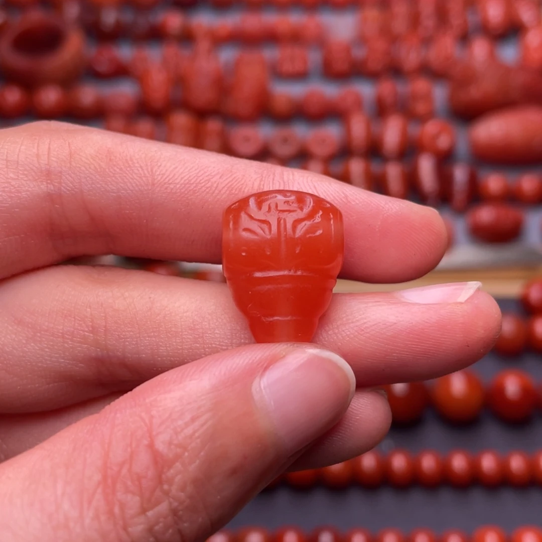 南红玛瑙其他未镶嵌W10➕保山柿子红仿古龙纹三通