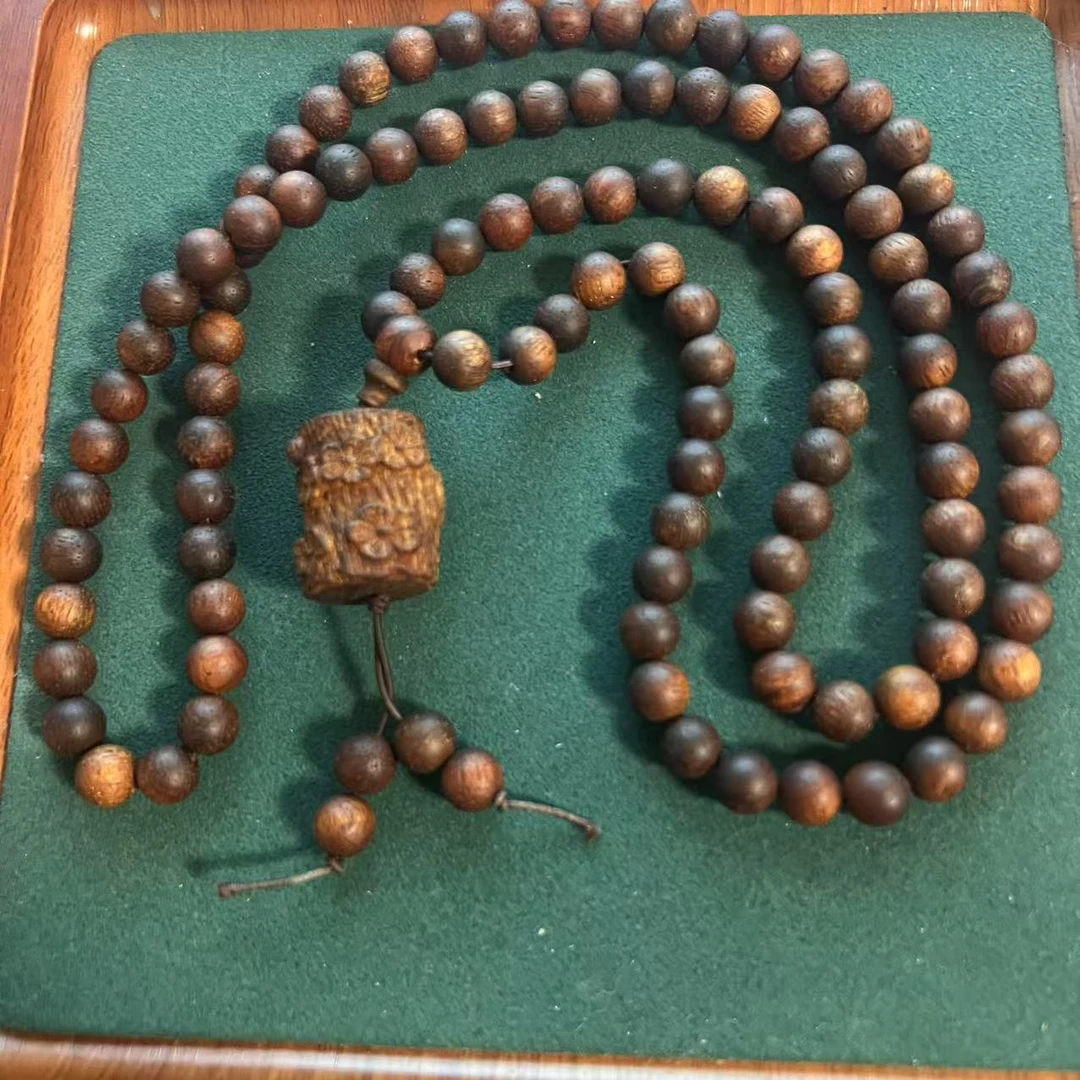 【香泽园】0222高端收藏 沉木0.8mm黄奇楠108珠合香珠