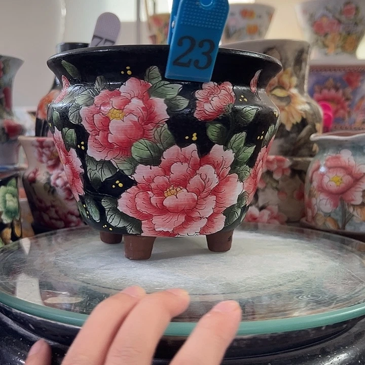 景德镇幸运花盆手绘韩式花盆