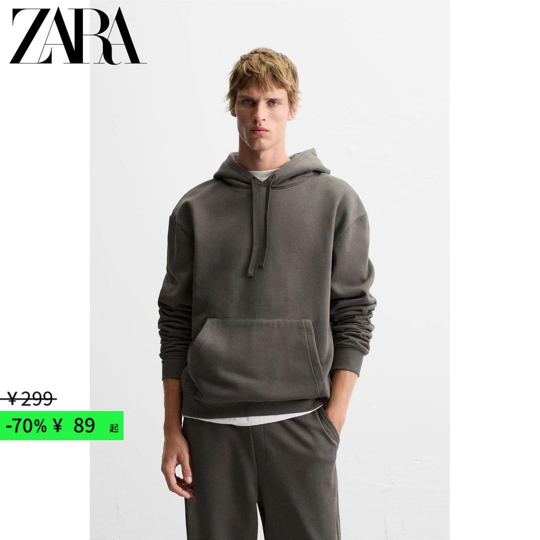 ZARA 折扣季 男装 美式百搭休闲长袖连帽卫衣 4393350 807