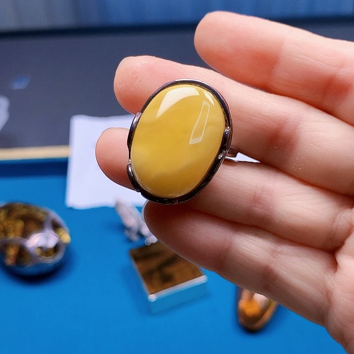 银S925镶嵌琥珀手链波兰设计款琥珀蜜蜡