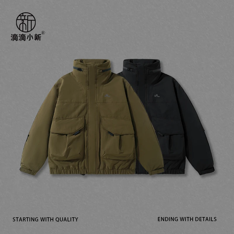 滴滴小新-立领可藏帽设计三防夹棉外套男士棉衣夹克秋冬季VVD8901