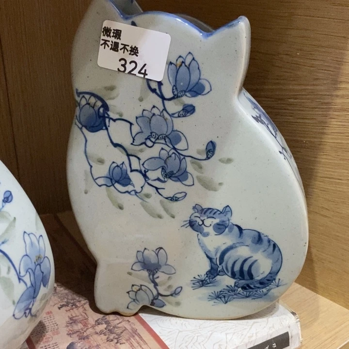 青花瓷景德镇手绘玉兰花花插