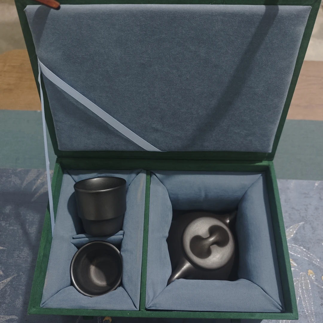 【原矿紫砂】李民 石黄 石瓢 200cc+石黄竹节杯一对【礼盒】