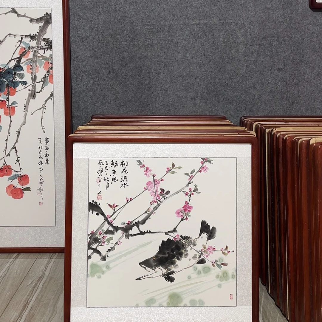 国画书画作品带框63×63