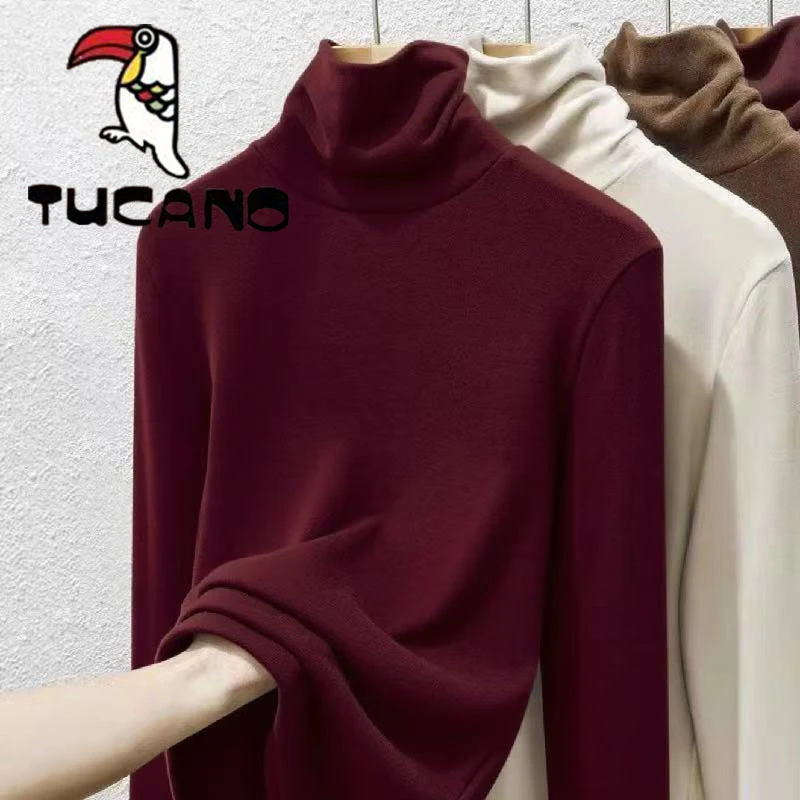 【啄木鸟】时尚德绒半高领新款修身长袖卫衣秋季设计感套头上衣女