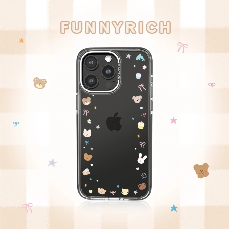 FUNNYRICH小熊糖纸适用苹果17ProMax手机壳透明iPhone16/15新款14