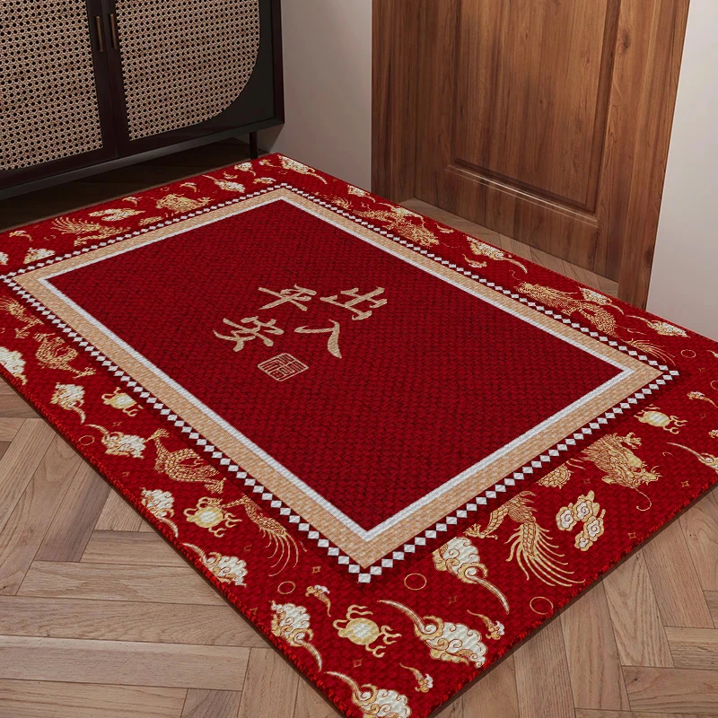 入户门地垫红色喜庆地毯免洗可擦门垫进门可裁剪吸水防滑门口脚垫