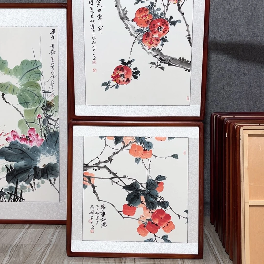 国画书画作品带框63×63