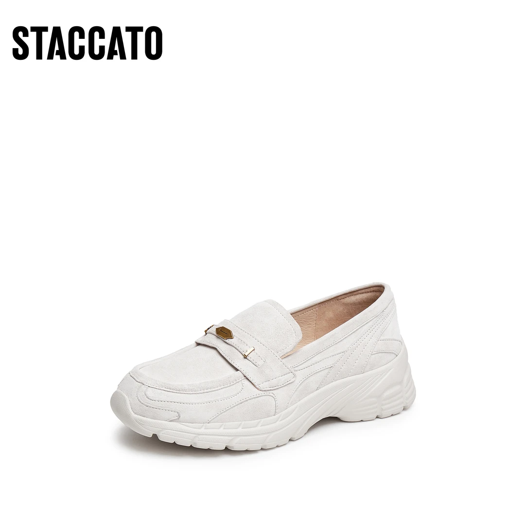 思加图2025春季新款复古乐福鞋一脚蹬厚底增高单鞋女鞋子D5006AA5