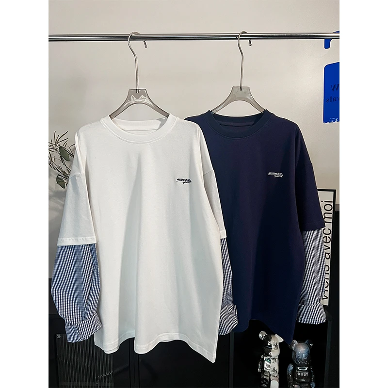 现货【新品上新】男童长袖T恤2025新款春装中大童假两件休闲上衣潮