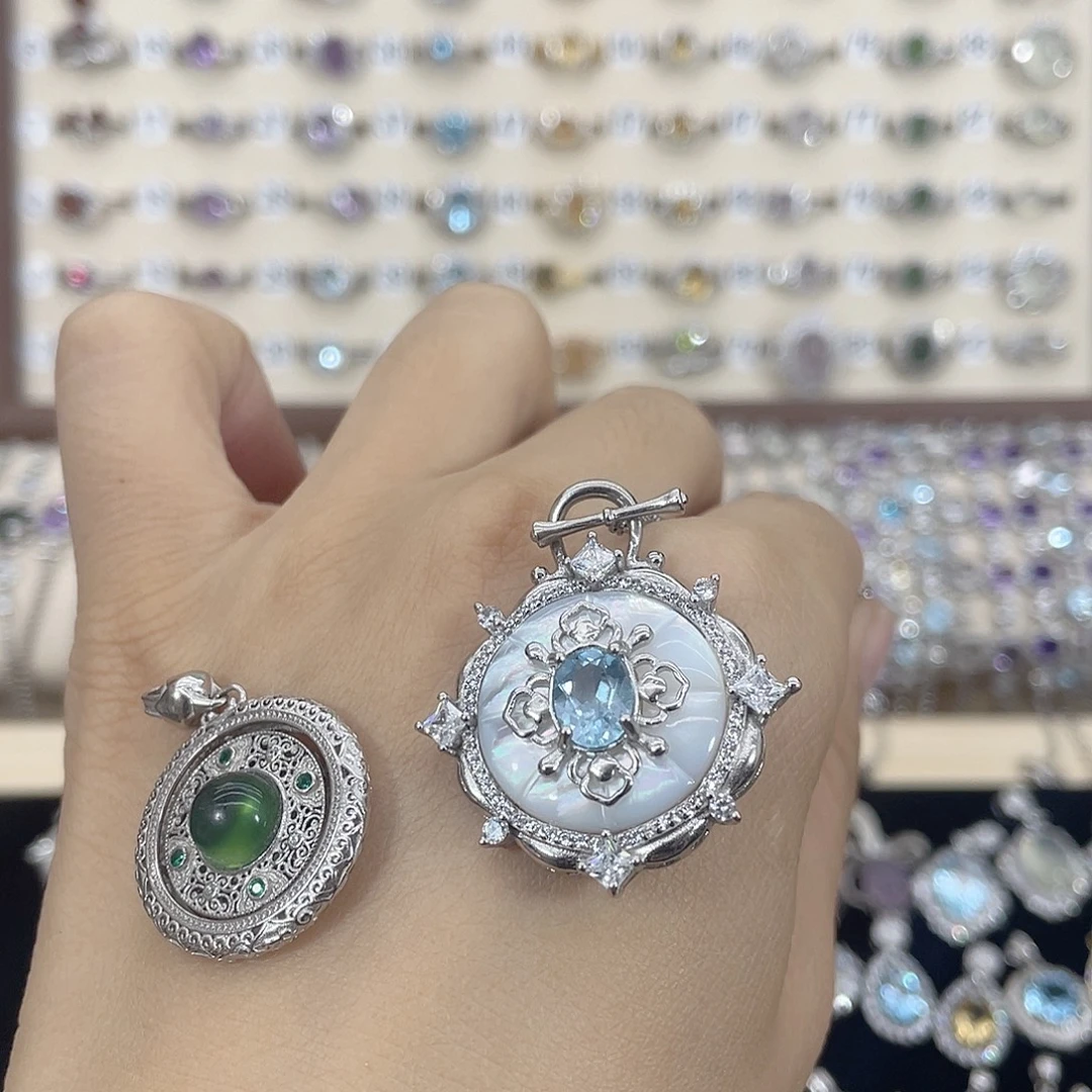 光***๛颈饰银S925镶嵌水晶