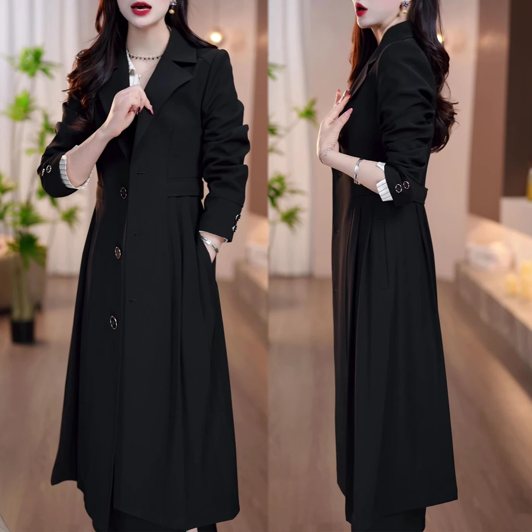 2025秋季新款时尚百搭高级感风衣外套气质宽松显瘦通勤中长款外套