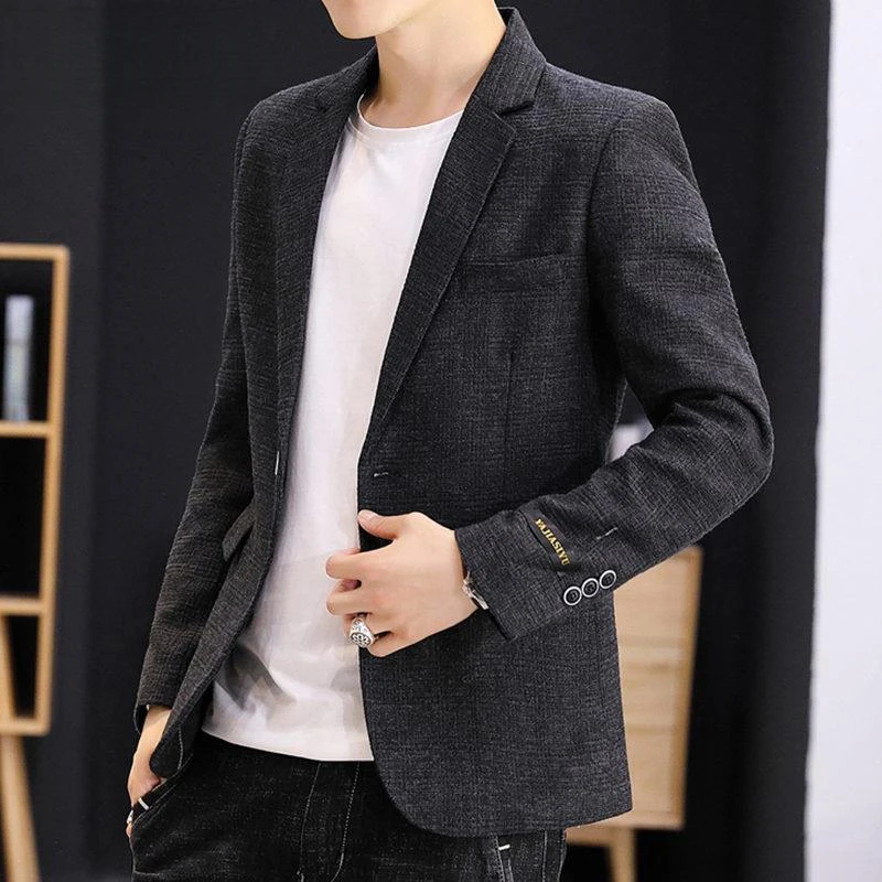 休闲西服男士秋冬加棉保暖韩版单西潮流青年小西装外套