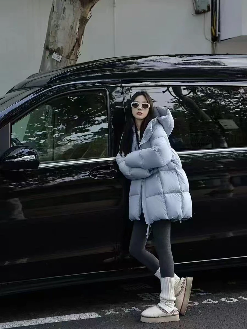 爆款贝贝超轻泡芙云朵奶油羽绒服中长款洋气外套女