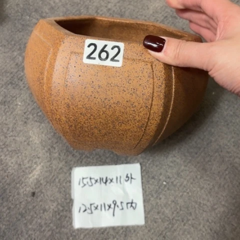 紫砂花盆柴烧奎面宫灯六方262