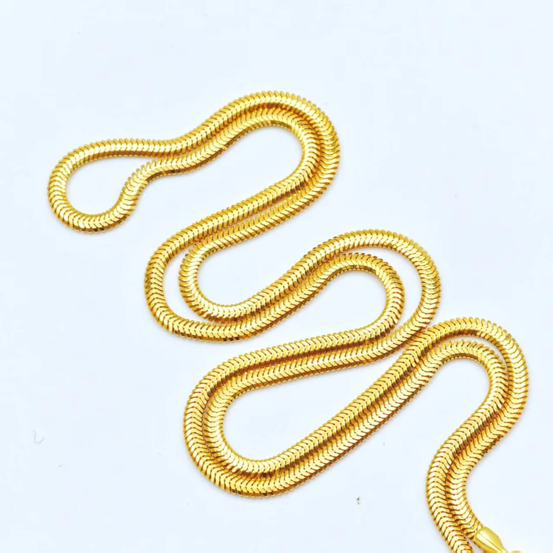 蛇骨｜18k金意大利软蛇骨金项链*Au750#1056黄色长款