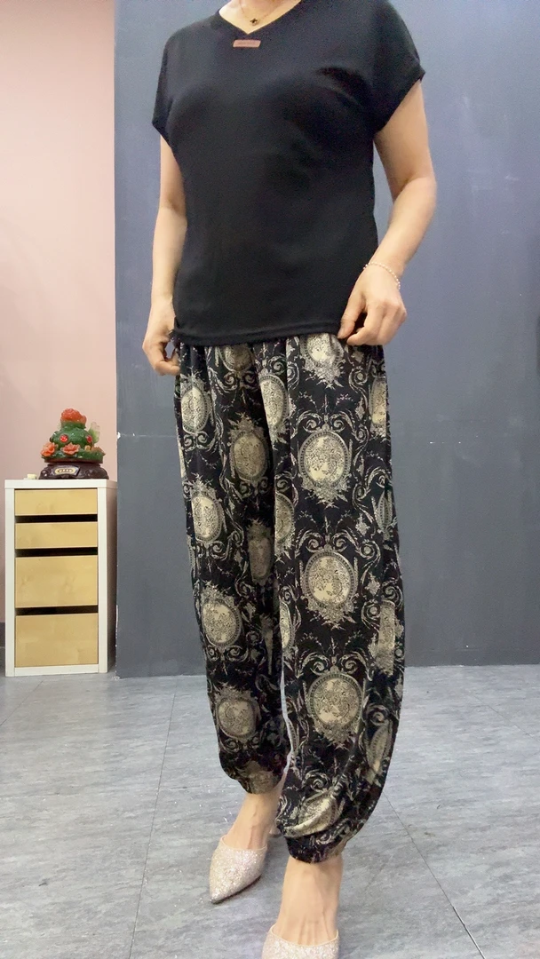 夏季紧腿妈妈小冰丝裤