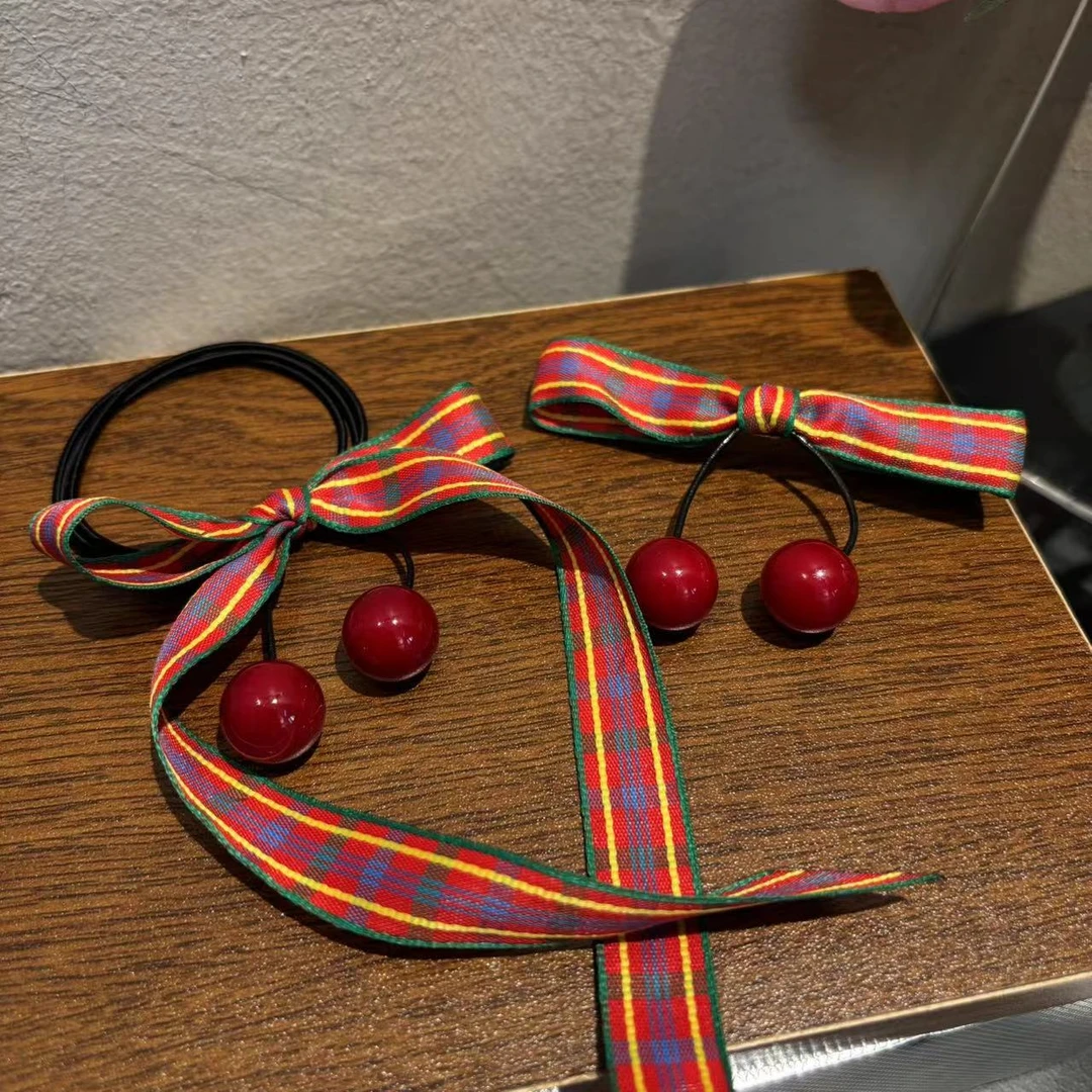 时尚百搭蝴蝶结小樱桃发圈T544