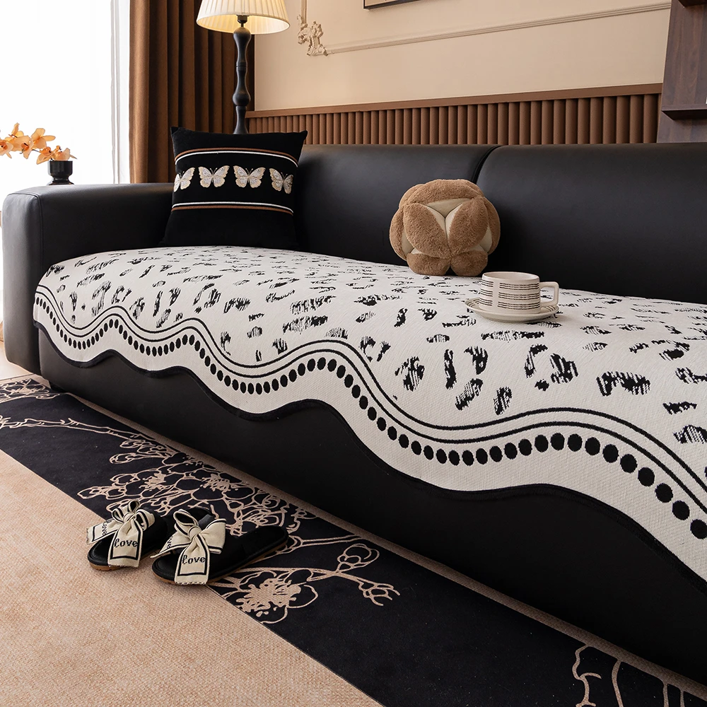 2025新款异形雪尼尔豹点沙发垫四季通用防滑坐垫子轻奢直排沙发毯