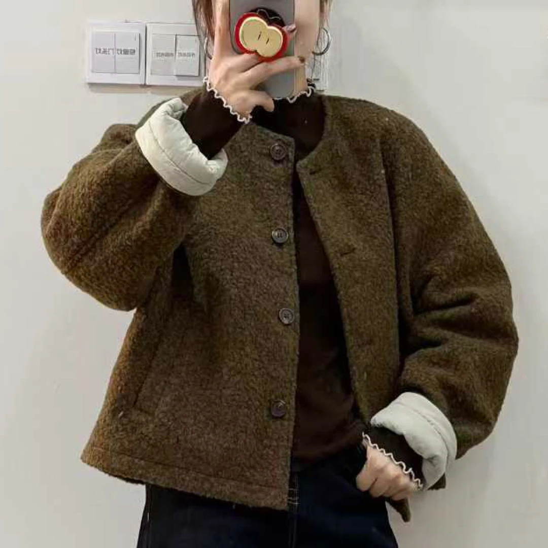 【Hi 妞】榛果圆领棉衣