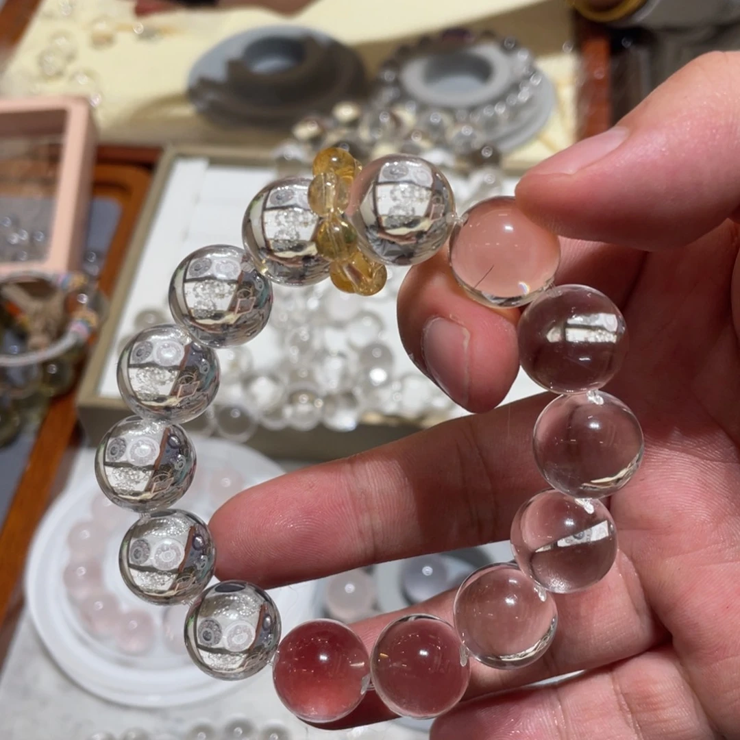 水晶手串未镶嵌默****辰白15+黄跑环