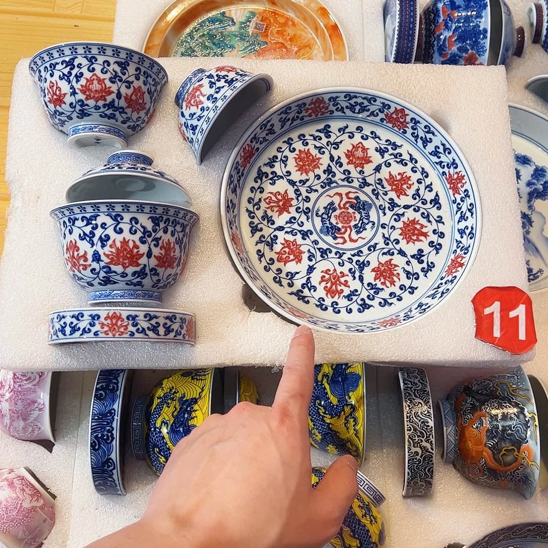 大***哥釉里红缠枝莲五件套