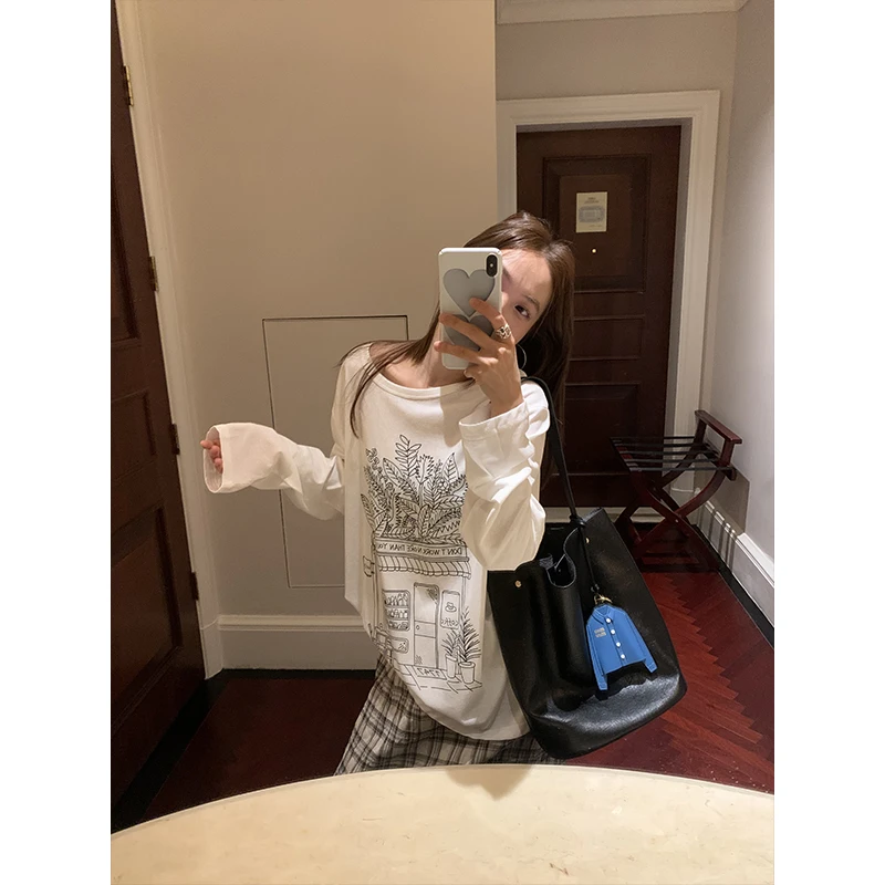 Someday休闲风圆领印花长袖T恤