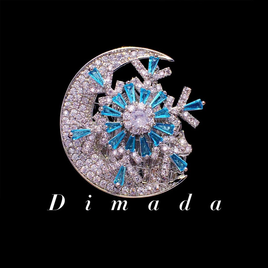 合金胸针 d1376城堡旋转雪花胸针女士高档月亮别针时尚西装配饰