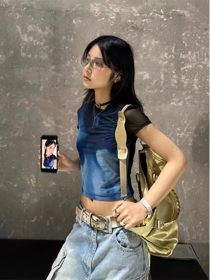 【H1-1】蓝色幻影辣妹弹力网纱