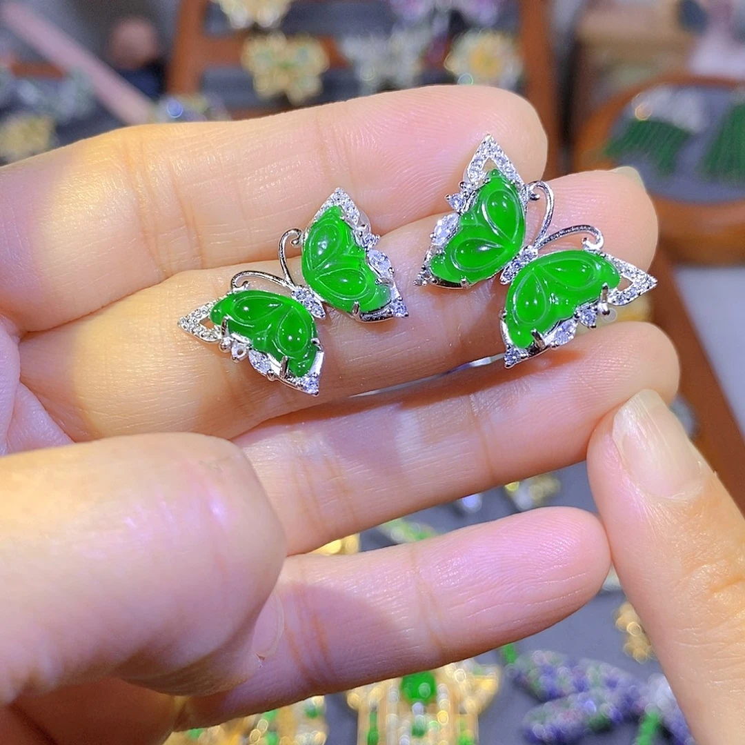 颈饰银S925镶嵌翡翠