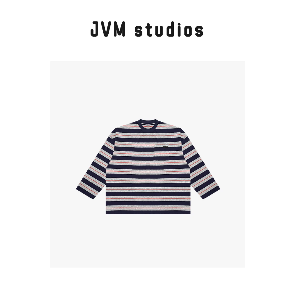 JVM秋冬时尚百搭慵懒风条纹长袖T恤27521