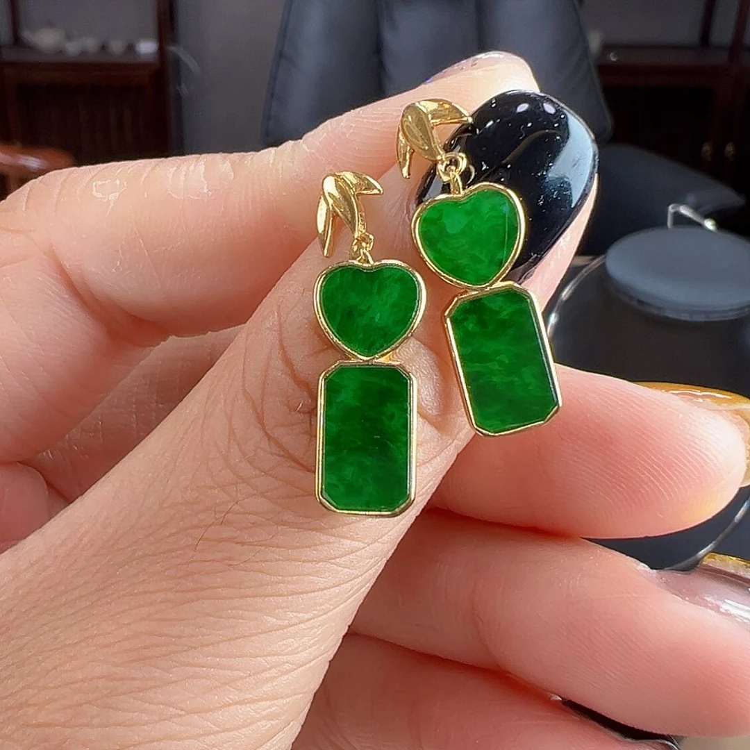 翡翠银S925镶嵌耳饰耳饰