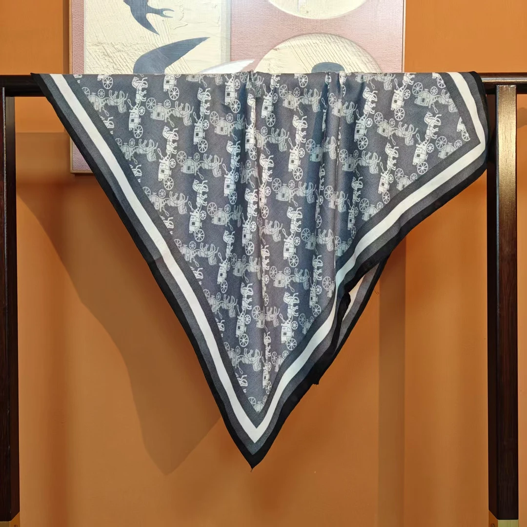 【藏蓝马车 】70*70重磅香云丝毛高货重磅国风高端丝巾-E18