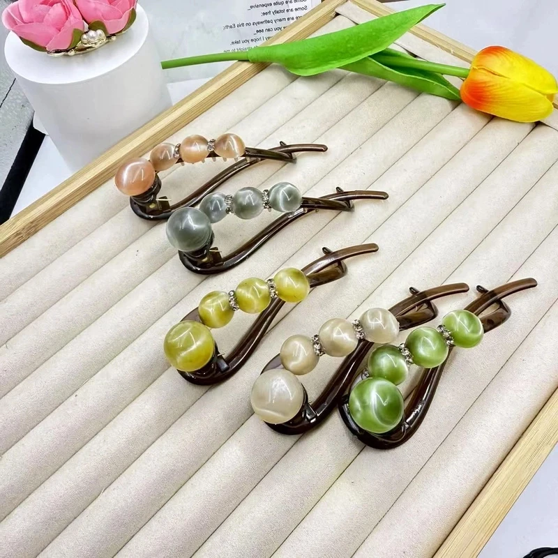 轻奢高定一字夹复古港风极简风千金风发夹后脑勺扭扭发卡彩色顶夹