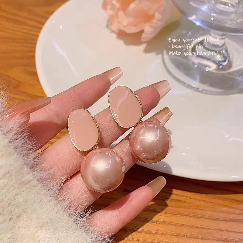 铜合金亚克力耳饰 [少女粉]女士耳环1476