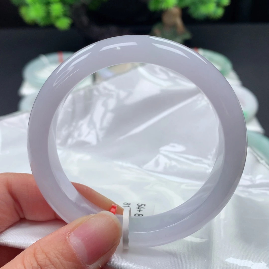 翡翠手镯未镶嵌54+冰粉紫