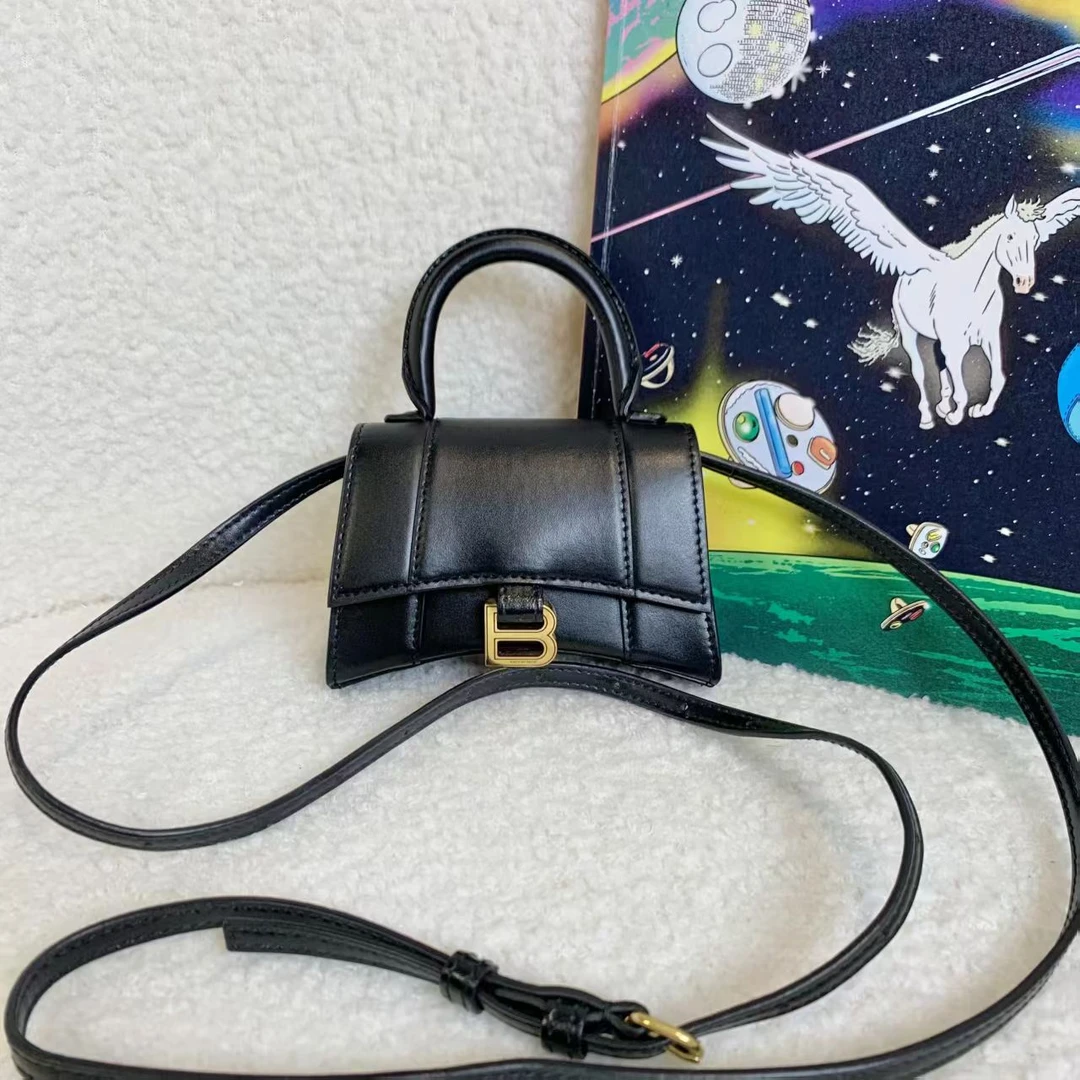 99新 Balenciaga/巴黎世家 壹臻/黑金全皮沙漏超mini /91240912