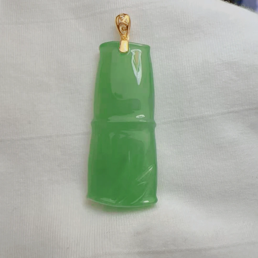 非金属玻璃项链 满绿竹节节节高升精致时尚