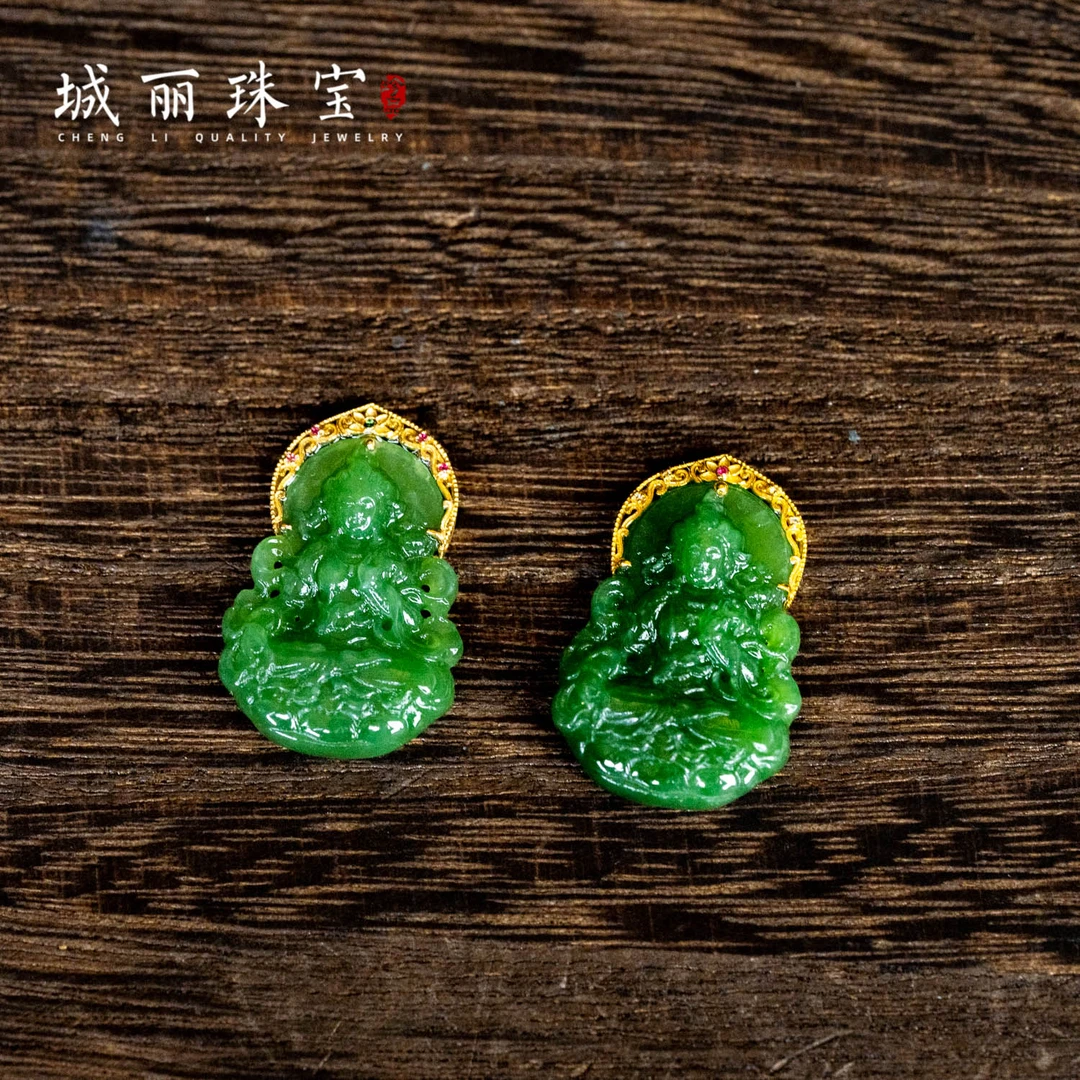 18K和田玉碧玉度母吊坠/个(多样性发一)ZJH-1099