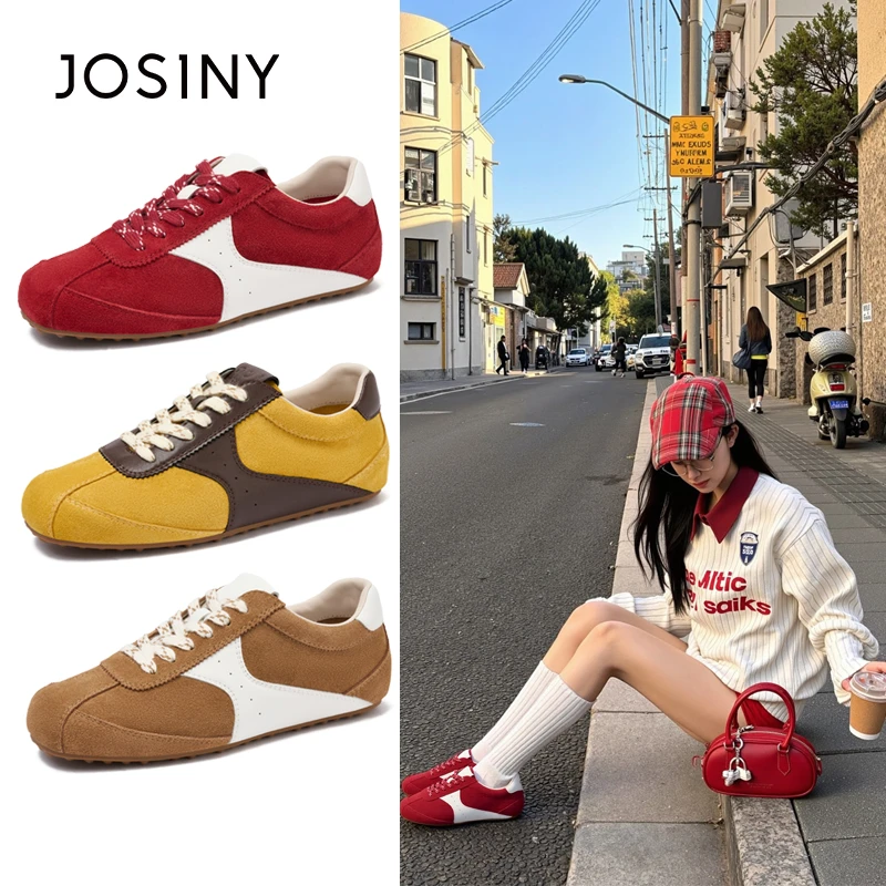 【隐形增高】卓诗尼真皮复古德训鞋2025舒适慢跑厚底阿甘运动鞋