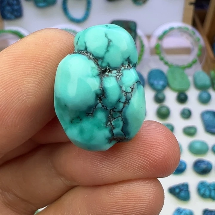 云盖高瓷蓝水草纹随型