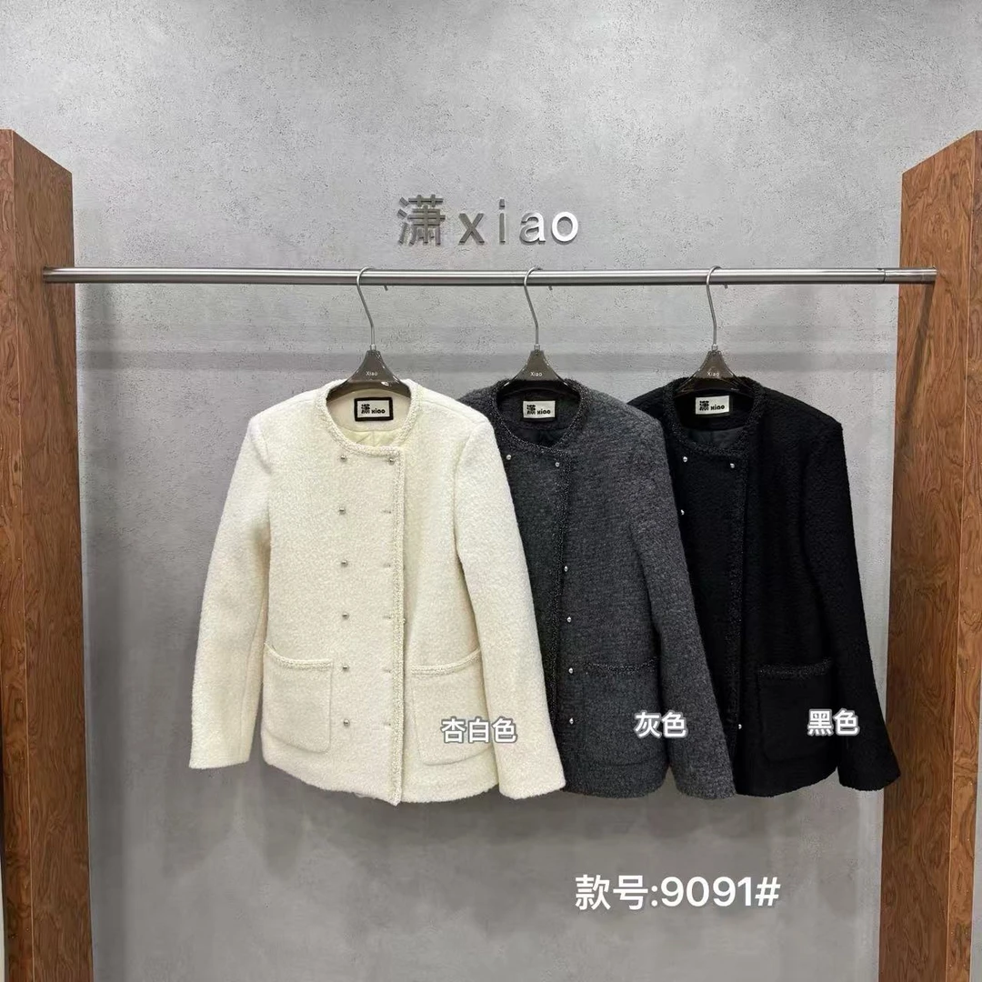鑫燃KIKI （高定小香）气质双排珠扣夹棉小香风外套 9091 潇家