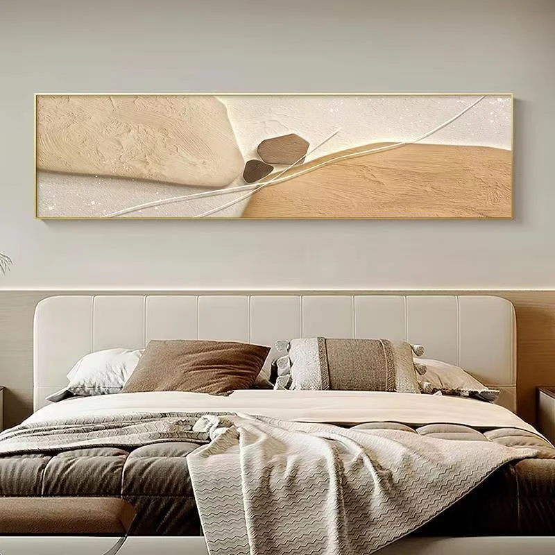 石来运转奶油轻奢卧室装饰画新款高级床头挂画客厅背景墙挂画抽象