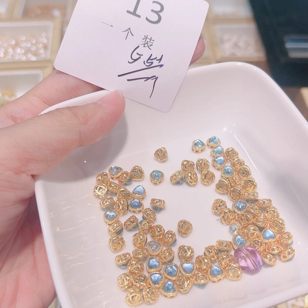 水晶珠宝半成品银S925镀金镶嵌13